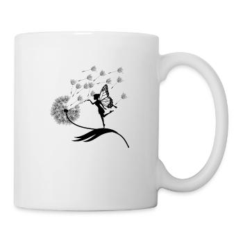 Schmetterlingdesign Pusteblumen Wiese Herzen Feen - Tasse - Weiß - Rechts