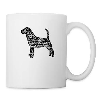 Beagle Silhouette Race Dog Word Cloud - Mug - white - Right
