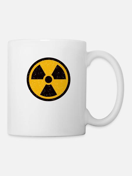 Strahlenwarnzeichen Radioaktiv Atom Vintage Retro - Tasse - Weiß