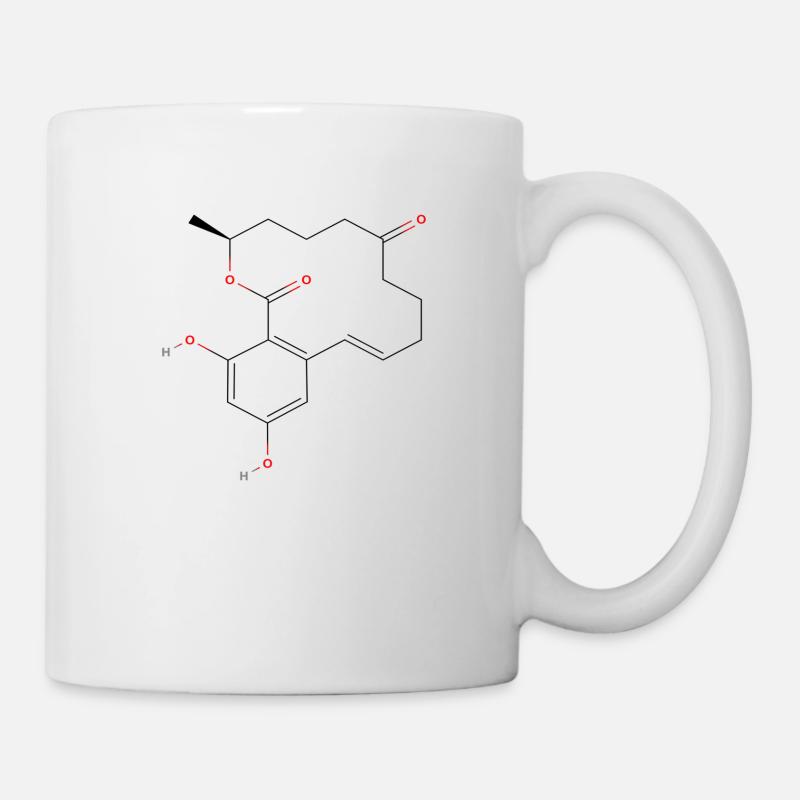 Zearalenone Molecule - Farget strukturell formel - Kopp - hvit