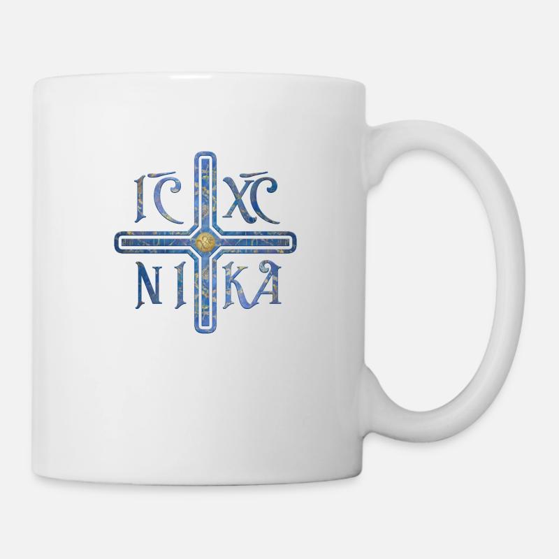 IC XC NIKA - Kreuz, Marmor, blau, Seelensymbol - Tasse - Weiß