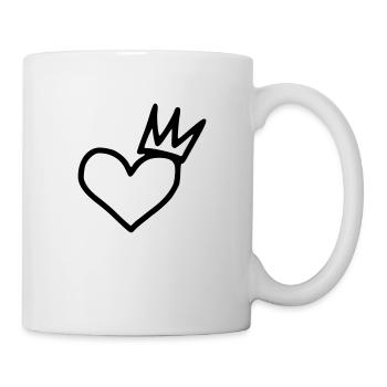 Coeur émoji croquis couronne autocollant - Mug blanc - blanc - Droite