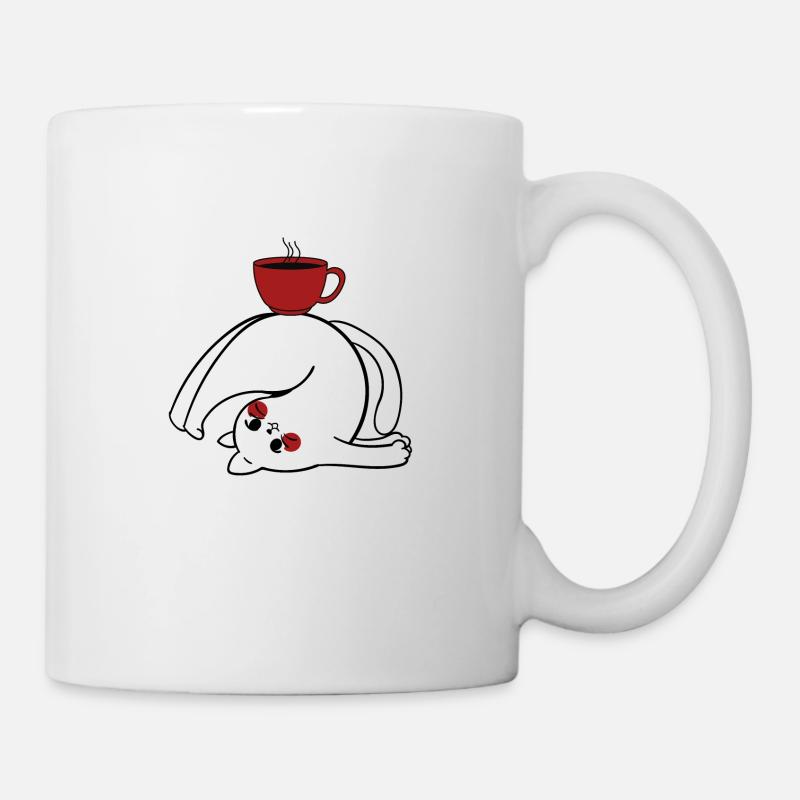 Chat Café Noir Yoga Cat Coffee - Mug blanc - blanc