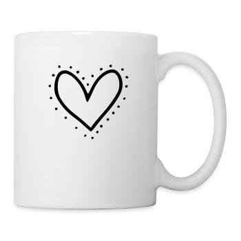 Émoji de coeur esquisse - Mug blanc - blanc - Droite