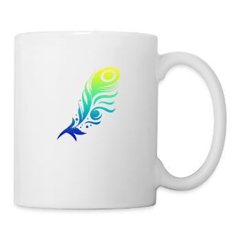 Pfauenfeder Feder Tribal Tattoo Geschenkidee - Tasse - Weiß - Rechts