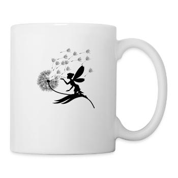 Schmetterlingdesign Pusteblumen Wiese Herzen Feen - Tasse - Weiß - Rechts