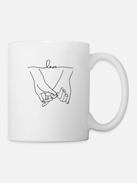 Händchenhalten, Beziehung, Liebe, Paar - Tasse - Weiß