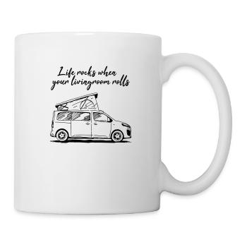 Camper Art - Life rocks when your livingroom rolls - Tasse - Weiß - Rechts