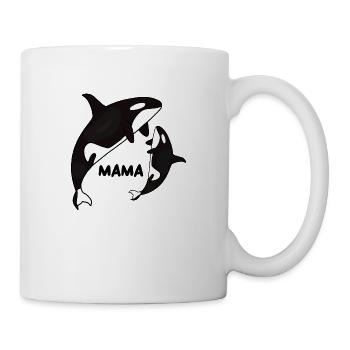 Mama Orca mit Cub, Ozean Tier, Mutter - Tasse - Weiß - Rechts