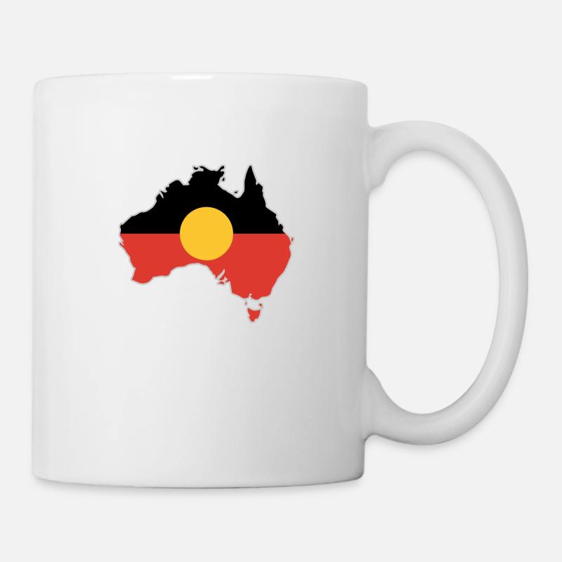 Aborigine-Flagge Australien Karte Geschenkidee - Tasse - Weiß