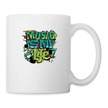 Music is My Life text art - Graffiti grunge style - Mug - white - Right
