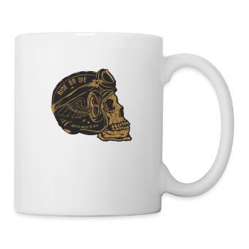 Crane Tod Kopf skull Motorradhelm Radflügel - Tasse - Weiß - Rechts