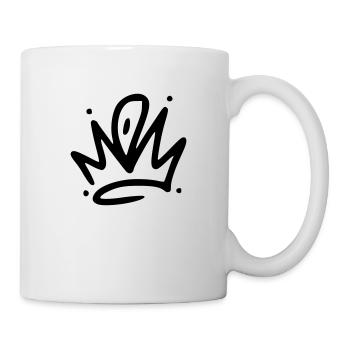 Emoji Krone Kronen Skizze schwarz - Tasse - Weiß - Rechts
