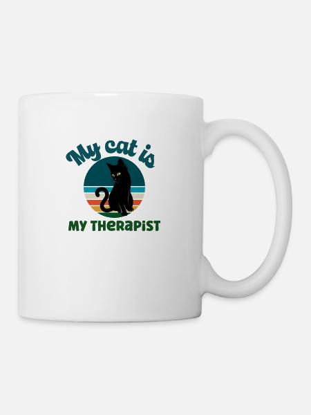 Katze-Liebhaber-Geschenk - meine Katze ist mein Therapeut - Tasse - Weiß