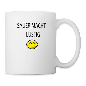 Sauer macht lustig Zitrone Vitamine Geschenkidee - Tasse - Weiß - Rechts