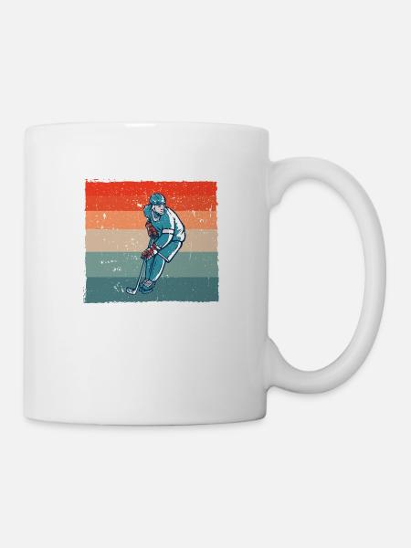 Retro Eishockey Spieler Ice hockey - Tasse - Weiß