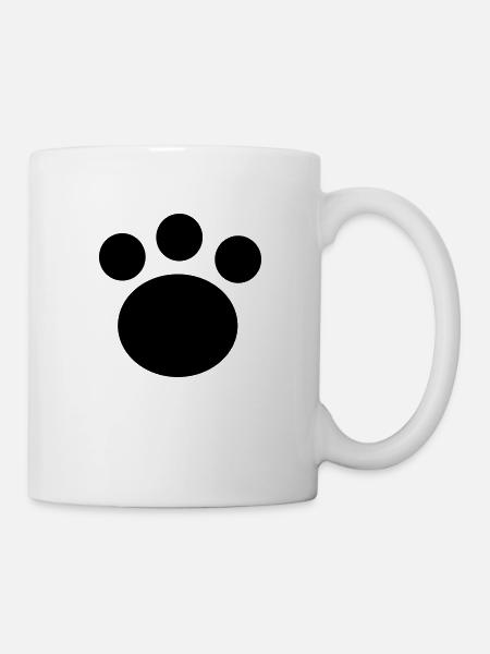 Patte d’animal noir - empreinte de patte - amoureux des animaux - Mug blanc - blanc
