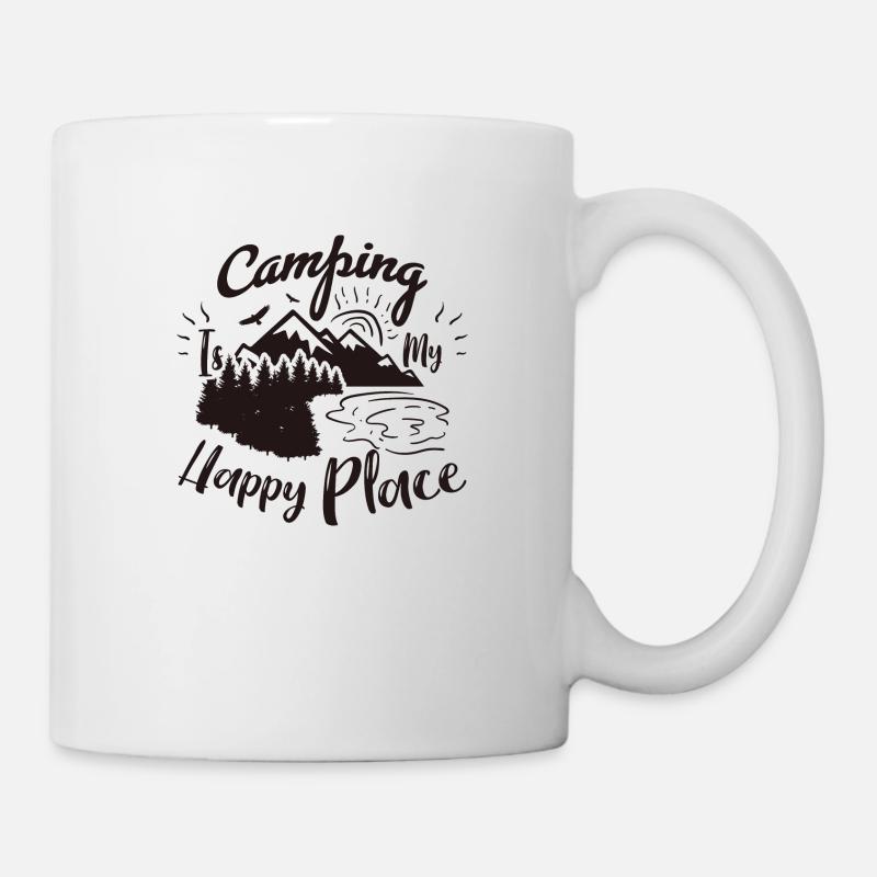 Le camping est mon endroit heureux - Mug blanc - blanc