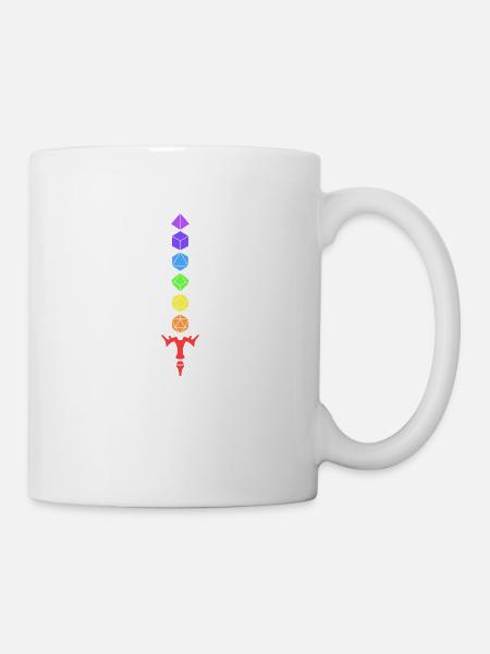 Epée arc en ciel en dès de jeu de rôle - Mug blanc - blanc