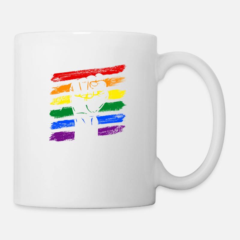 Regenbogen Fahne LGBT Faust - Tasse - Weiß