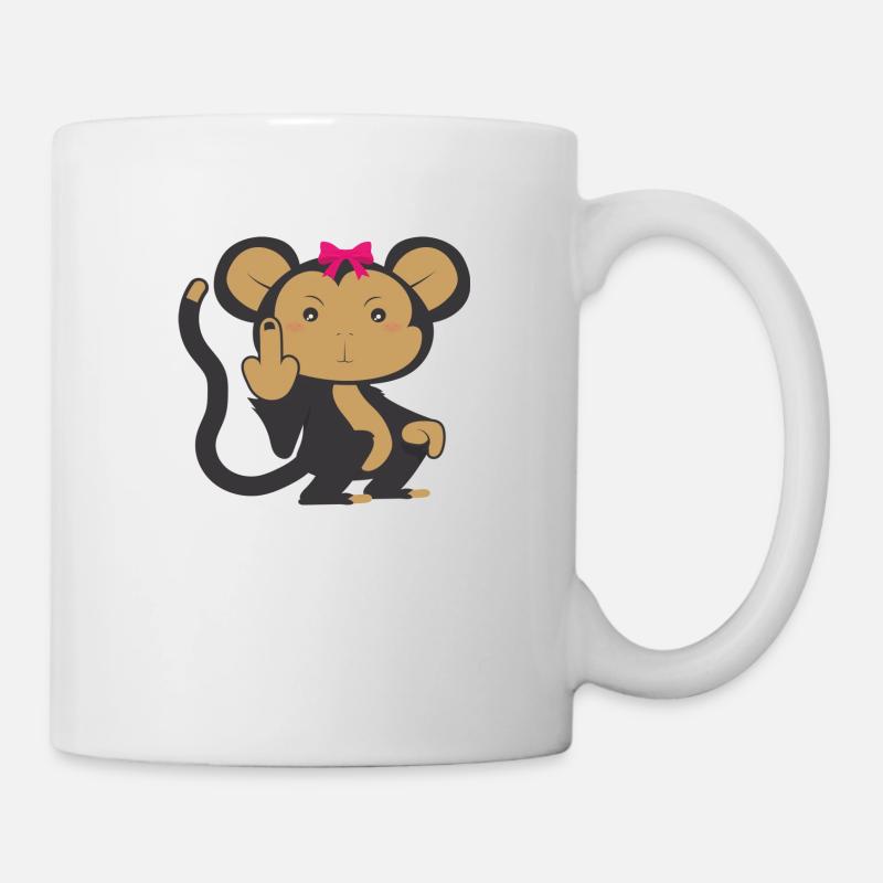 Annoyed, sweet monkey with bow - Mug - white