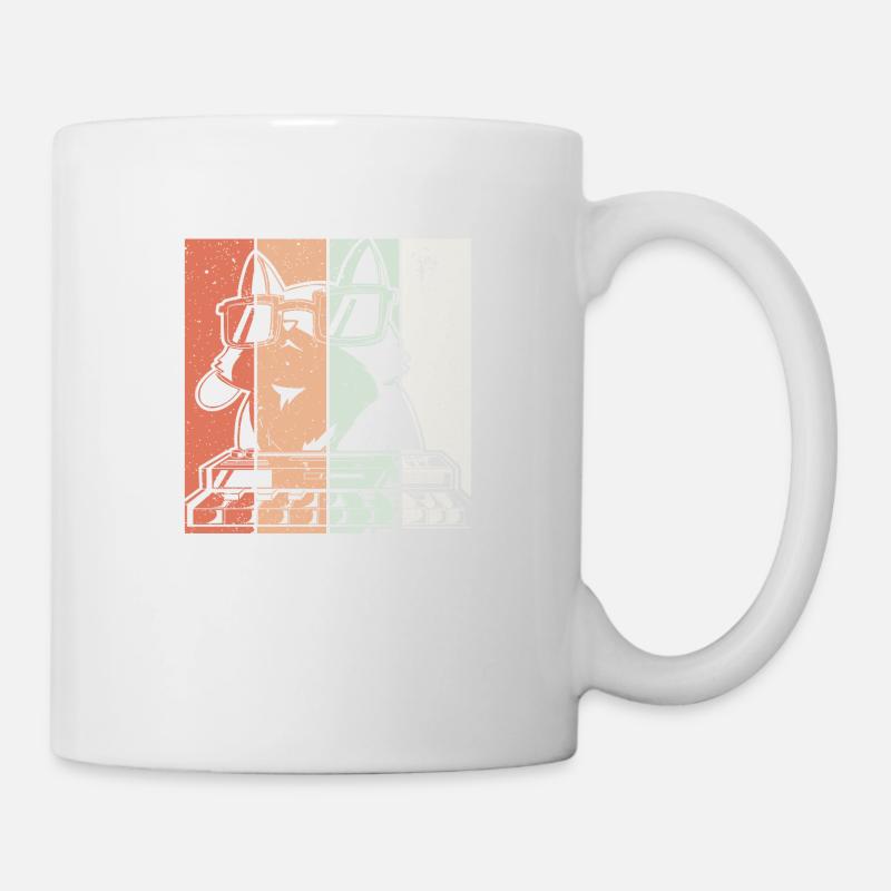 Cat On A Synthesizer Vintage Analog Techno - Tasse - Weiß