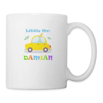 Damian mit Auto Kleine Bruder Familie Geschwister - Tasse - Weiß - Rechts