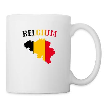 Belgien Flagge Map - Tasse - Weiß - Rechts