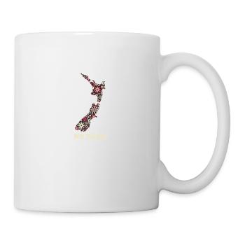 Neuseeland Karte Blumenmuster Souvenir Geschenk - Tasse - Weiß - Rechts