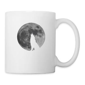 Wolf heult den Mond an - Tasse - Weiß - Rechts
