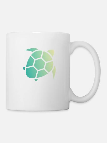Tropical Day Turtle Outlined - Mug - white