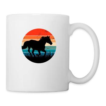 Pferde, Pferd retro Vintage Sonnenuntergang - Tasse - Weiß - Rechts