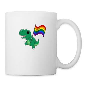 Regenbogen Dinosaurier T-Rex Pride - Tasse - Weiß - Rechts