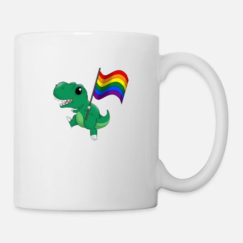 Rainbow Dinosaur T-Rex Pride - Mug - white