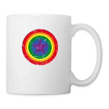 Arc-en-ciel LGBT Bouclier drapeau - Mug blanc - blanc - Droite