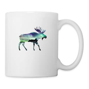Double Exposure Tiere Elch Nordlicht Geschenkidee - Tasse - Weiß - Rechts