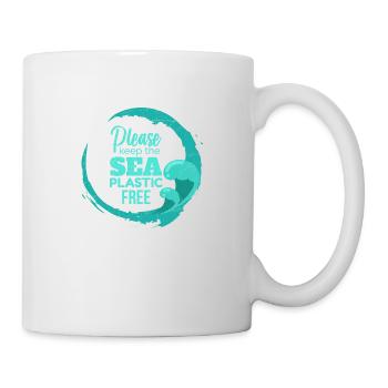 Please Keep the Sea Plastic Free Geschenkidee - Tasse - Weiß - Rechts