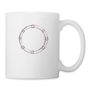 Runder Rahmen Stempel Schild mit Sternen - Tasse - Weiß - Rechts