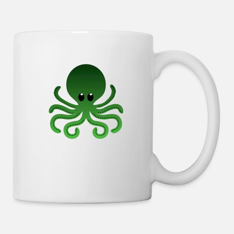 Green Ombre Octopus - Mug - white