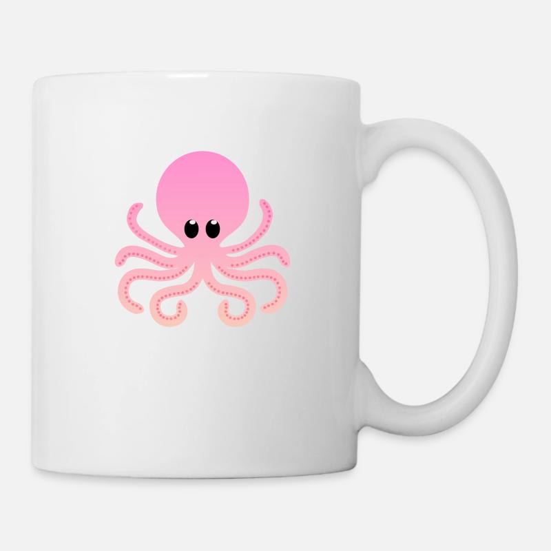 Sunrise Rose Orange Ombre Octopus - Mug blanc - blanc