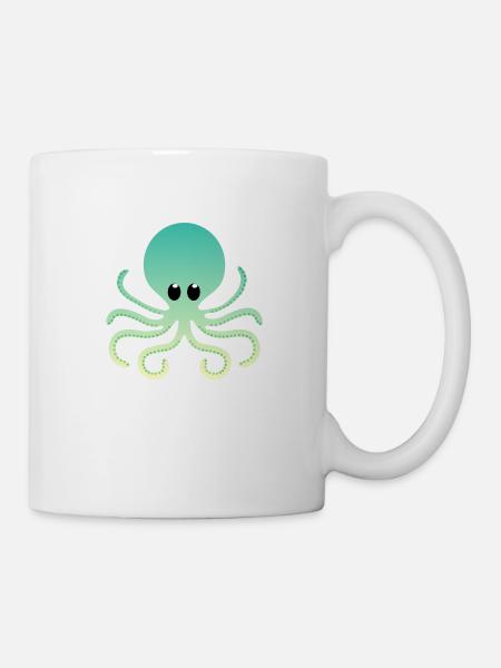Strand Tag Türkis gelb Ombre umrissen Octopus - Tasse - Weiß