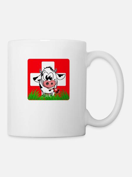 vache suisse drapeau suisse - Mug blanc - blanc