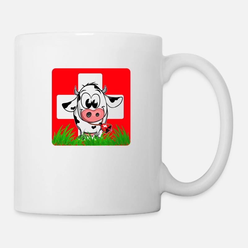 Schweizer Kuh Schweizer Flagge - Tasse - Weiß