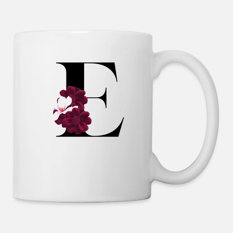 lettre E fleuris - Mug blanc - blanc