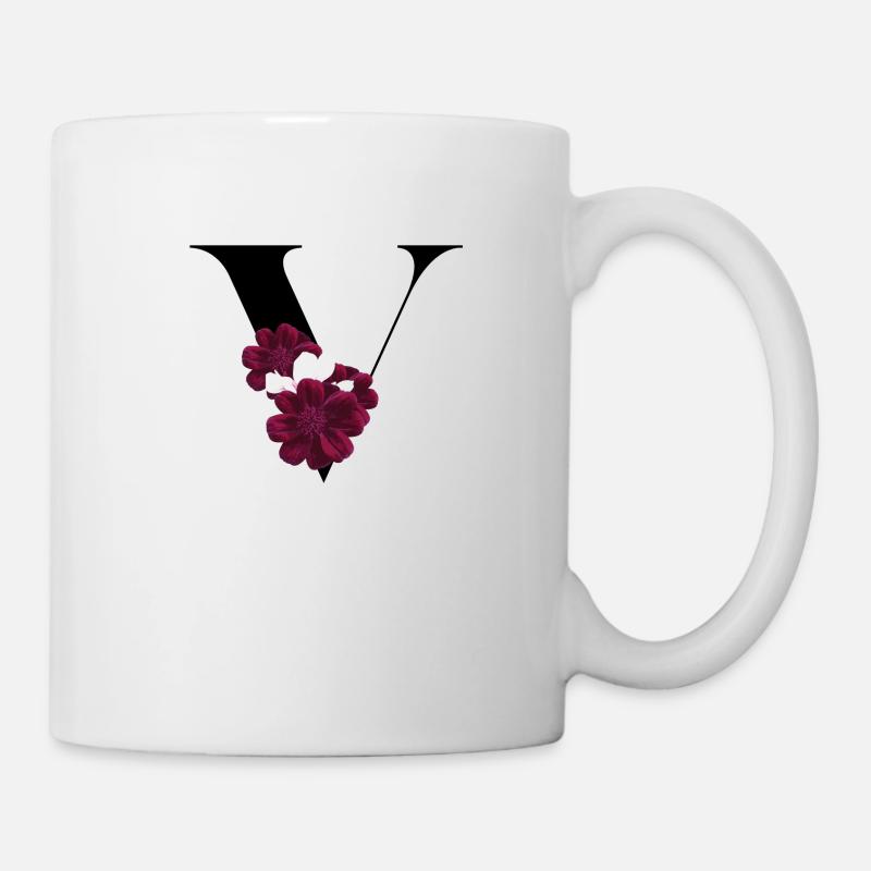 lettre V fleuris - Mug blanc - blanc