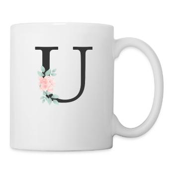 Personalisierbar Monogramm Pastell Floral U - Tasse - Weiß - Rechts