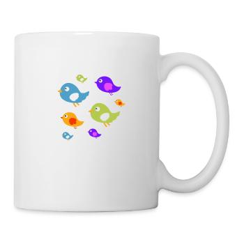Süße Vögel Cartoon Kinder Bunt - Tasse - Weiß - Rechts