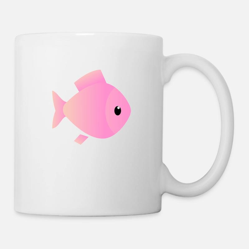 Sunrise Pink et Peach Ombre Outlined Fish - Mug blanc - blanc