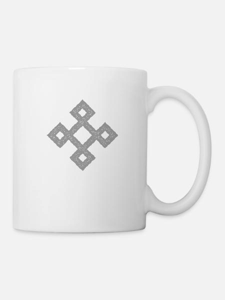 runa Símbolo cuadrado celta abstracto gris vikingo - Taza - blanco