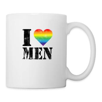 I love Men LGBTQ Pride Month Gay Lesbian - Tasse - Weiß - Rechts